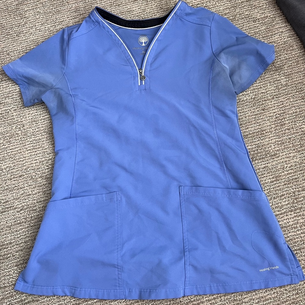 Healing hands ceil blue scrub top XS